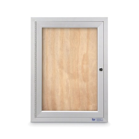 United Visual Products Slim Enclosed Corkboard, 11"x13-1/2", White Alum Frame/Blue Spruce UVEB1113-WHITE-BLSPRU